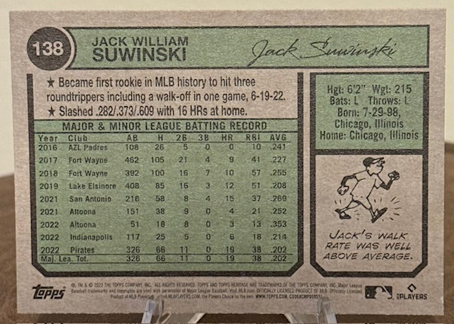 2023 Topps Heritage Baseball JACK SUWINSKI RC #138