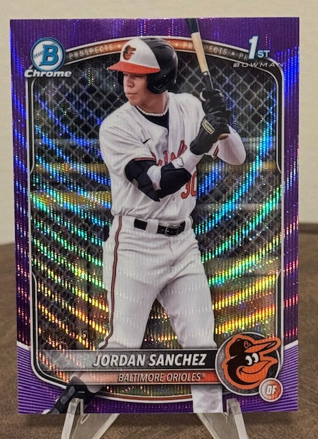 2025 Bowman Chrome Baseball JORDAN SANCHEZ 1st Prospect Purple Wave Refractor #BCP-208