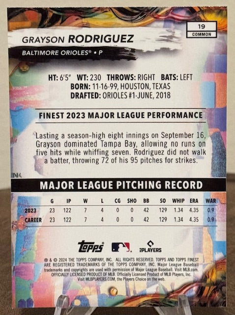 2024 Topps Finest Baseball GRAYSON RODRIGUEZ Checkerboard Refractor #19