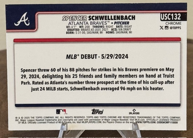 2025 Topps Chrome Update Baseball SPENCER SCHWELLENBACH RC Rookie Debut X-Fractor #USC132