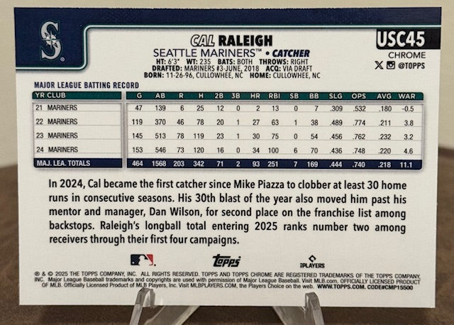 2025 Topps Chrome Update Baseball CAL RALEIGH #USC45