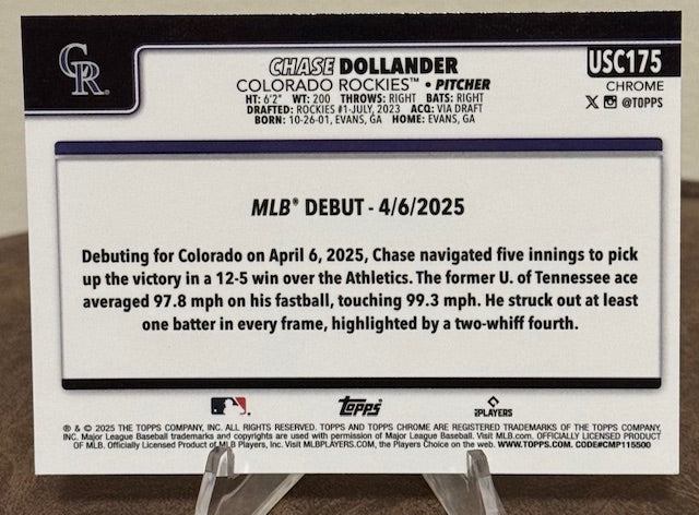 2025 Topps Chrome Update Baseball CHASE DOLLANDER RC Rookie Debut Sepia Refractor #USC175