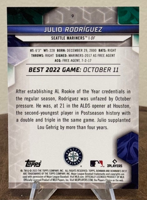 2023 Bowman's Best Baseball JULIO RODRIGUEZ #9