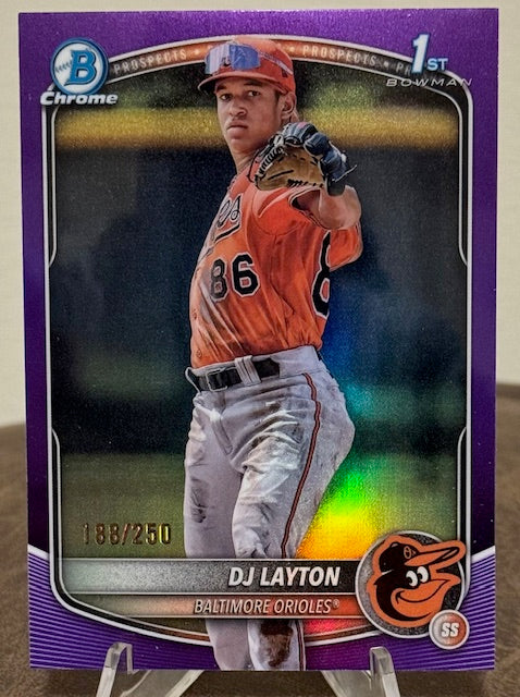 2025 Bowman Chrome Baseball DJ LAYTON 1st Prospect Purple Refractor #BCP-252