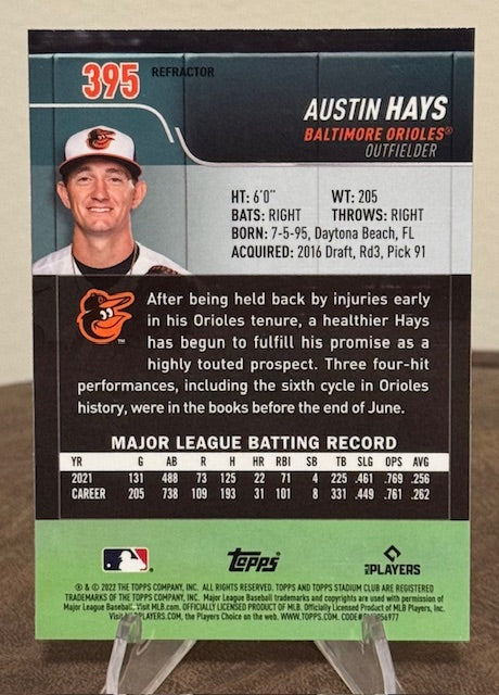 2022 Topps Stadium Club Chrome Baseball AUSTIN HAYS Refractor #395