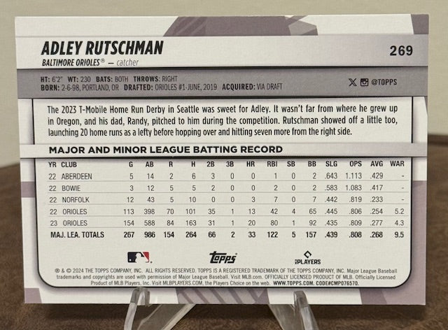2024 Topps Big League Baseball ADLEY RUTSCHMAN Blue Foil #269