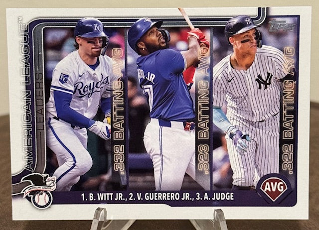 2025 Topps Series One Baseball BOBBY WITT JR., VLADIMIR GUERRERO JR., AARON JUDGE League Leaders #345