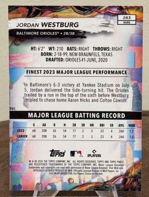 2024 Topps Finest Baseball JORDAN WESTBURG RC Rare #283