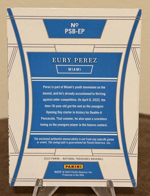 2023 Panini National Treasures Baseball EURY PEREZ Patch Signatures Booklet #PSB-EP