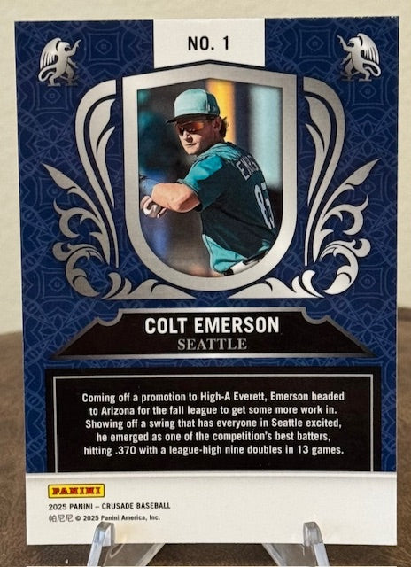 2025 Panini Crusade Baseball COLT EMERSON Blue Cracked Ice Prizm #1
