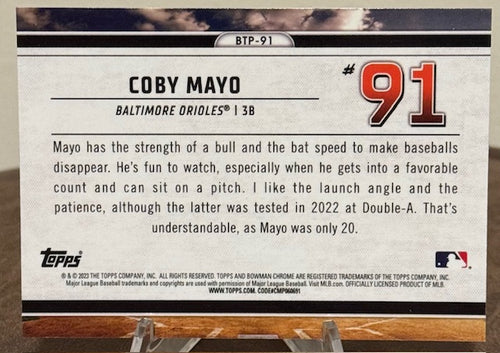 2023 Bowman Baseball COBY MAYO Scouts Top 100 #BTP-91