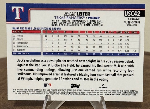 2025 Topps Chrome Update Baseball JACK LEITER Refractor #USC42