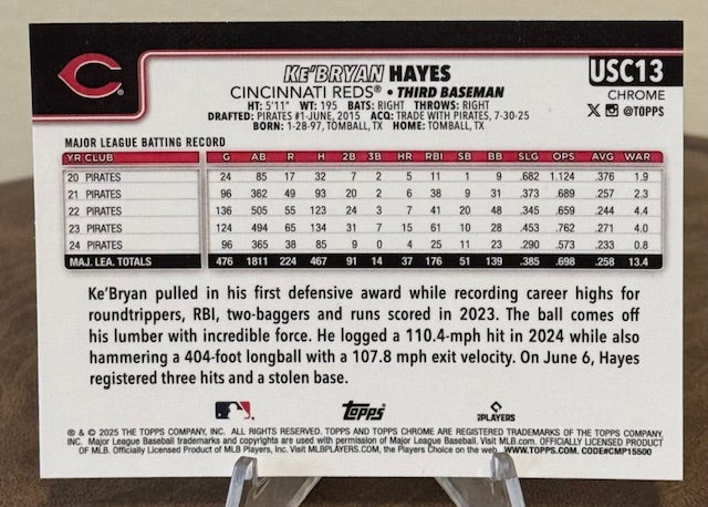 2025 Topps Chrome Update Baseball KE'BRYAN HAYES RayWave Refractor #USC13