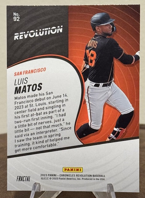 2023 Panini Chronicles Baseball LUIS MATOS RC Revolution Fractal #92