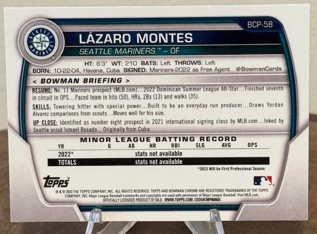 2023 Bowman Baseball LAZARO MONTES Chrome 1st Prospect #BCP-58