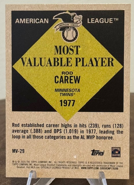 2025 Topps Update Baseball ROD CAREW Most Valuable Player #MV-29