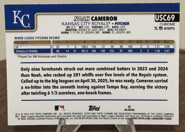 2025 Topps Chrome Update Baseball NOAH CAMERON RC X-Fractor #USC69