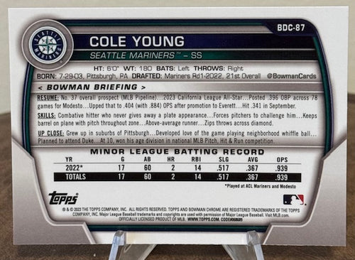 2023 Bowman Draft Baseball COLE YOUNG Chrome Prospect Mojo Refractor #BCP-87