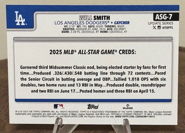 2025 Topps Update Baseball WILL SMITH All-Star Game #ASG-7
