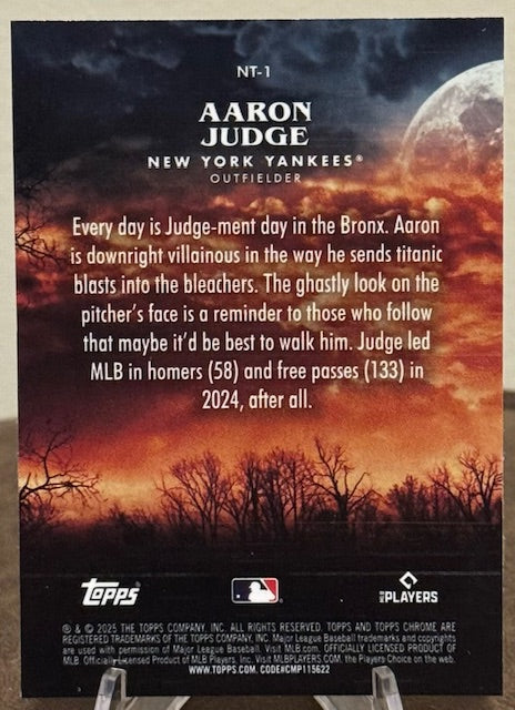 2025 Topps Chrome Update Baseball AARON JUDGE Night Terrors #NT-1