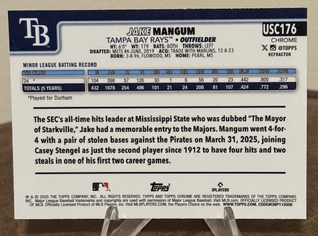 2025 Topps Chrome Update Baseball JAKE MANGUM RC Refractor #USC176