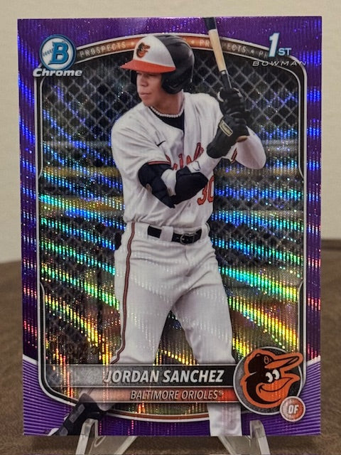 2025 Bowman Chrome Baseball JORDAN SANCHEZ 1st Prospect Purple Wave Refractor #BCP-208