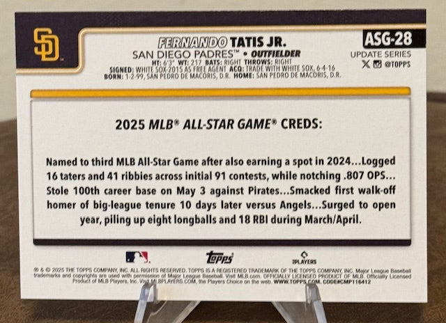 2025 Topps Update Series Baseball FERNANDO TATIS JR. All-Star Game #ASG-28