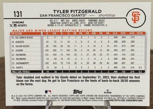 2024 Topps Chrome Baseball TYLER FITZGERALD RC #131
