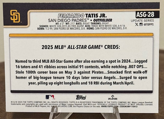 2025 Topps Update Baseball FERNANDO TATIS JR. All-Star Game #ASG-28
