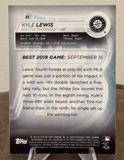 2020 Bowman's Best Baseball KYLE LEWIS RC #31
