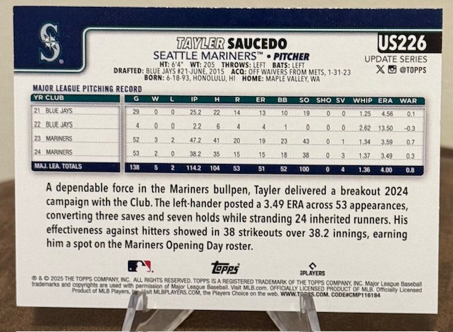 2025 Topps Update Series Baseball TAYLER SAUCEDO Diamante Foil #US226