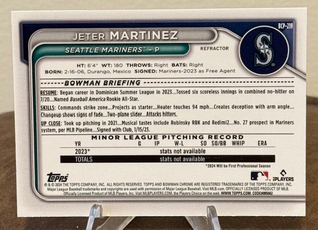 2024 Bowman Chrome Baseball JETER MARTINEZ 1st Prospect Refractor #BCP-219