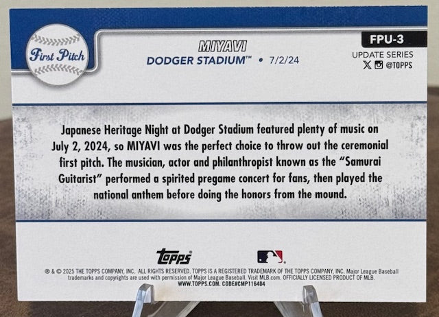2025 Topps Update Baseball MIYAVI First Pitch #FPU-3