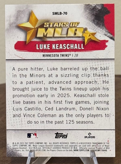 2025 Topps Update Baseball LUKE KEASCHALL RC Stars of MLB #SMLB-70