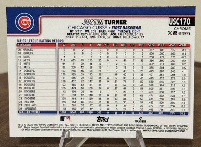 2025 Topps Chrome Update Baseball JUSTIN TURNER X-Fractor #USC170