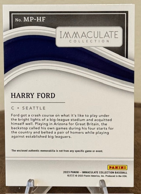 2023 Panini Immaculate Collection Baseball HARRY FORD Materials Patch #MP-HF