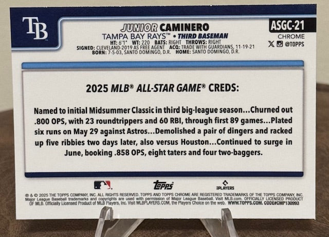 2025 Topps Chrome Update Baseball JUNIOR CAMINERO All-Star Game #ASGC-21