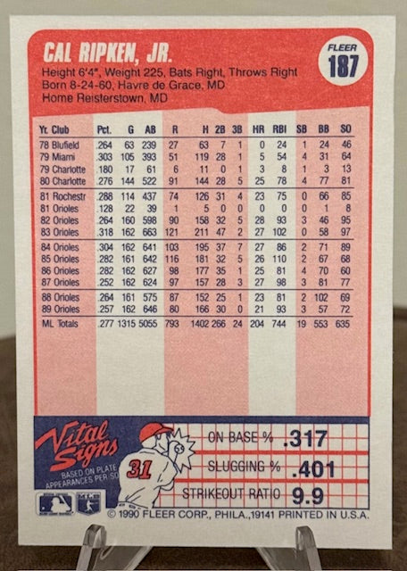 1990 Fleer Baseball CAL RIPKEN #187