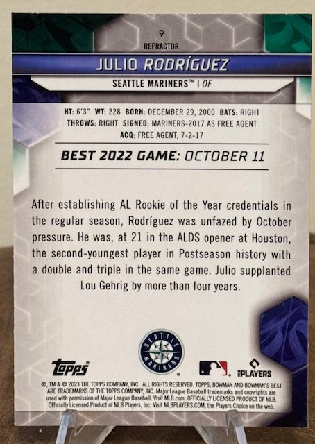 2023 Bowman's Best Baseball JULIO RODRIGUEZ Refractor #9