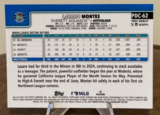 2025 Topps Pro Debut Baseball LAZARO MONTES Chrome #PDC-62