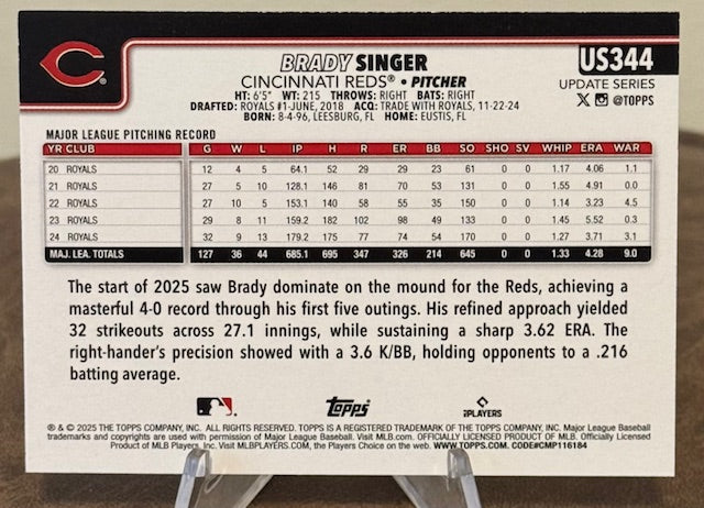 2025 Topps Update Baseball BRADY SINGER Diamante Foil #US344