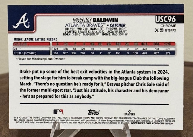 2025 Topps Chrome Update Baseball DRAKE BALDWIN RC #USC96