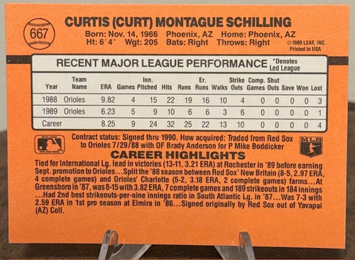 1990 Donruss Baseball CURT SCHILLING #667