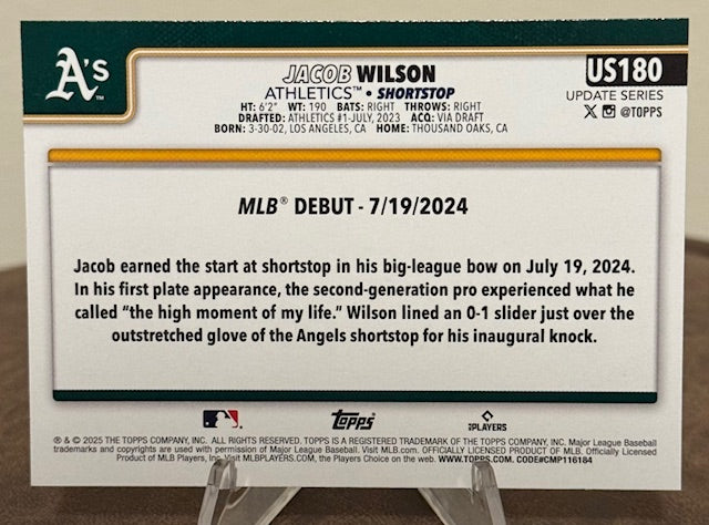 2025 Topps Update Series Baseball JACOB WILSON Rookie Debut #US180