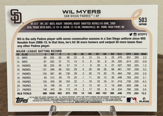 2022 Topps Chrome Sapphire Edition Baseball WIL MYERS #503